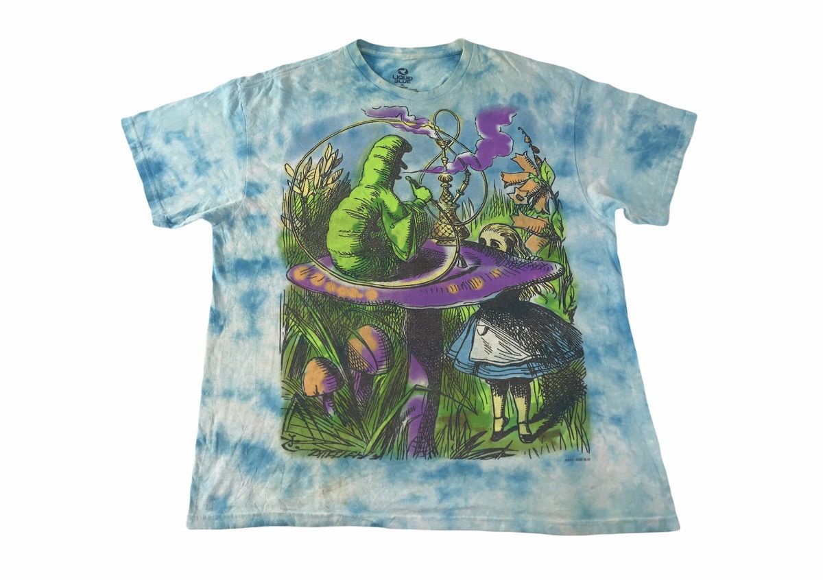 Liquid Blue Alice In Wonderland Tee Hookah Psychedelic All Over Tie Dye