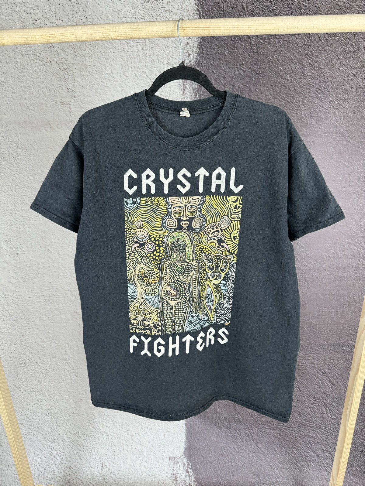 Band Tees Crystal Fighters Gildan Vintage Y2k Black Distressed Tee Hoodie, Sweatshirt | FlexRushtees.com