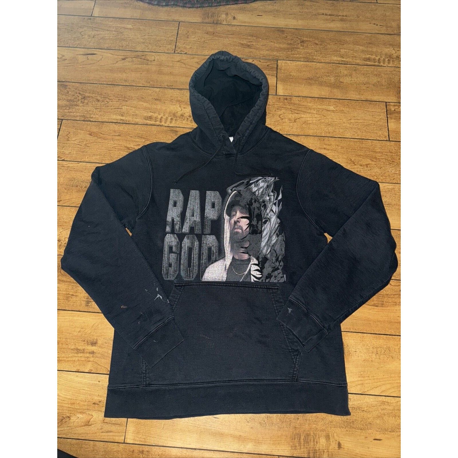 Shady Ltd X Vintage Eminem Rap God Hoodie Sweatshirt Black Medium 19x26 T-Shirts | FlexRushtees.com