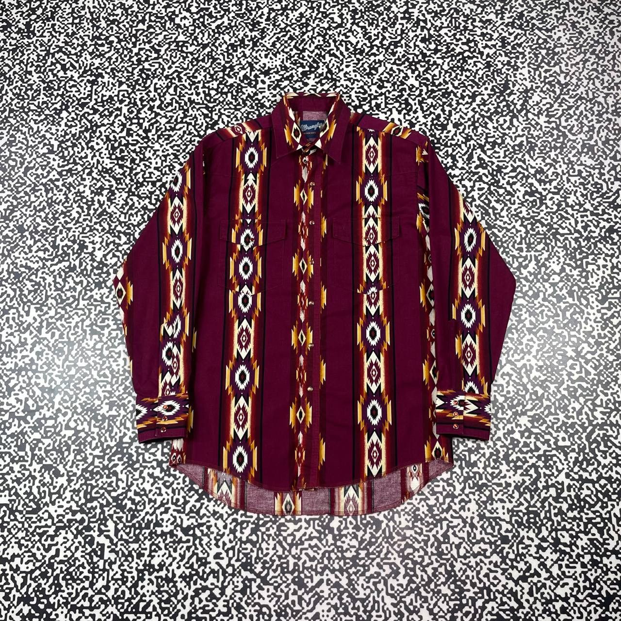 Vintage 90s Wrangler Western Aztec Shirt Rare Retro Style