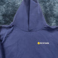 Vintage Rivian Hoodie Mens L Navy Blue Logo Pullover Fleece Cotton Sweatshirt Car Theme Winter T-Shirts | FlexRushtees.com
