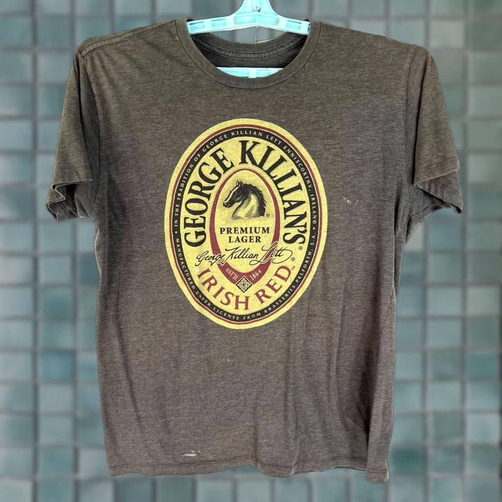 Vintage George Kilian S Irish Red Beer T Shirt Mens Size L Brown Graphic Tee Distressed Hoodie, Sweatshirt | FlexRushtees.com