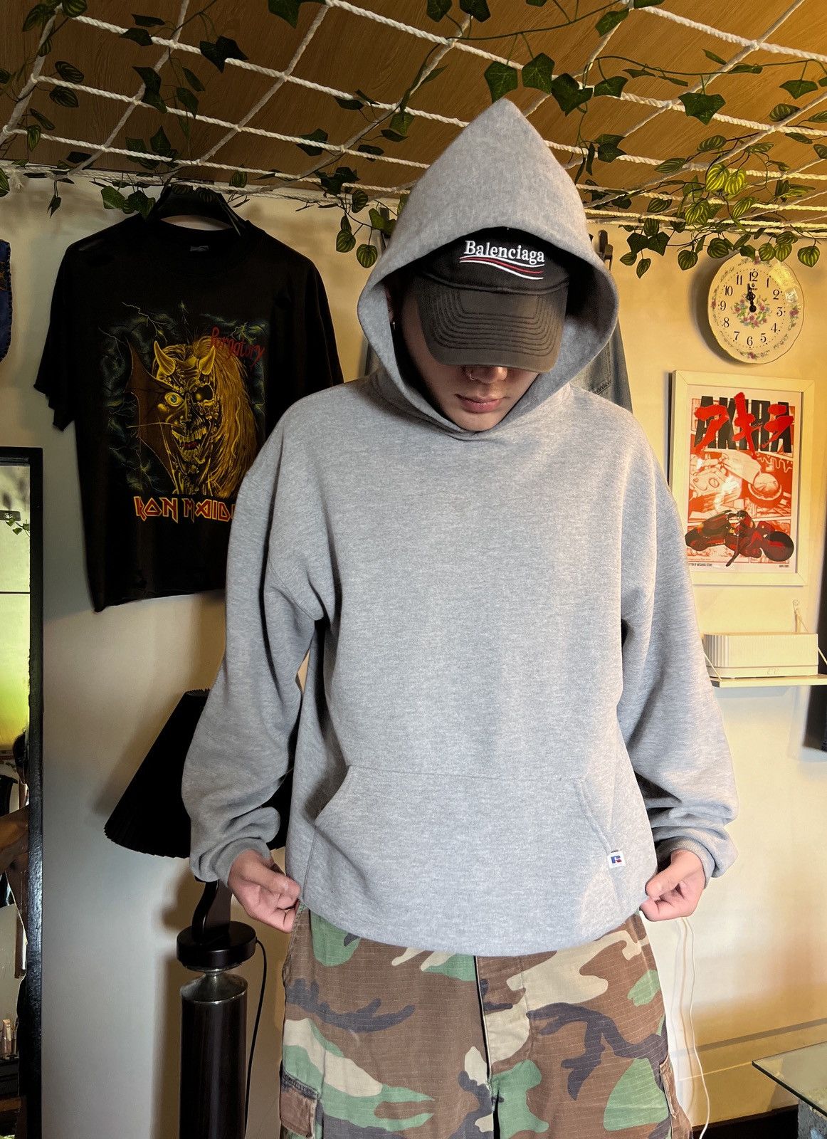 Athletic Russell Vintage Hoodie 1990s Grey