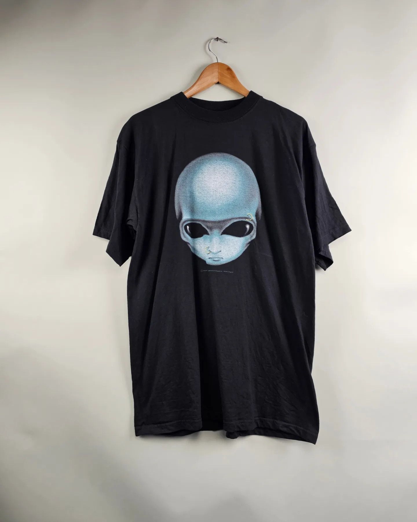 Vintage 1996 Robert Biffle Alien Ufo Punk Artwork 90s T Shirt