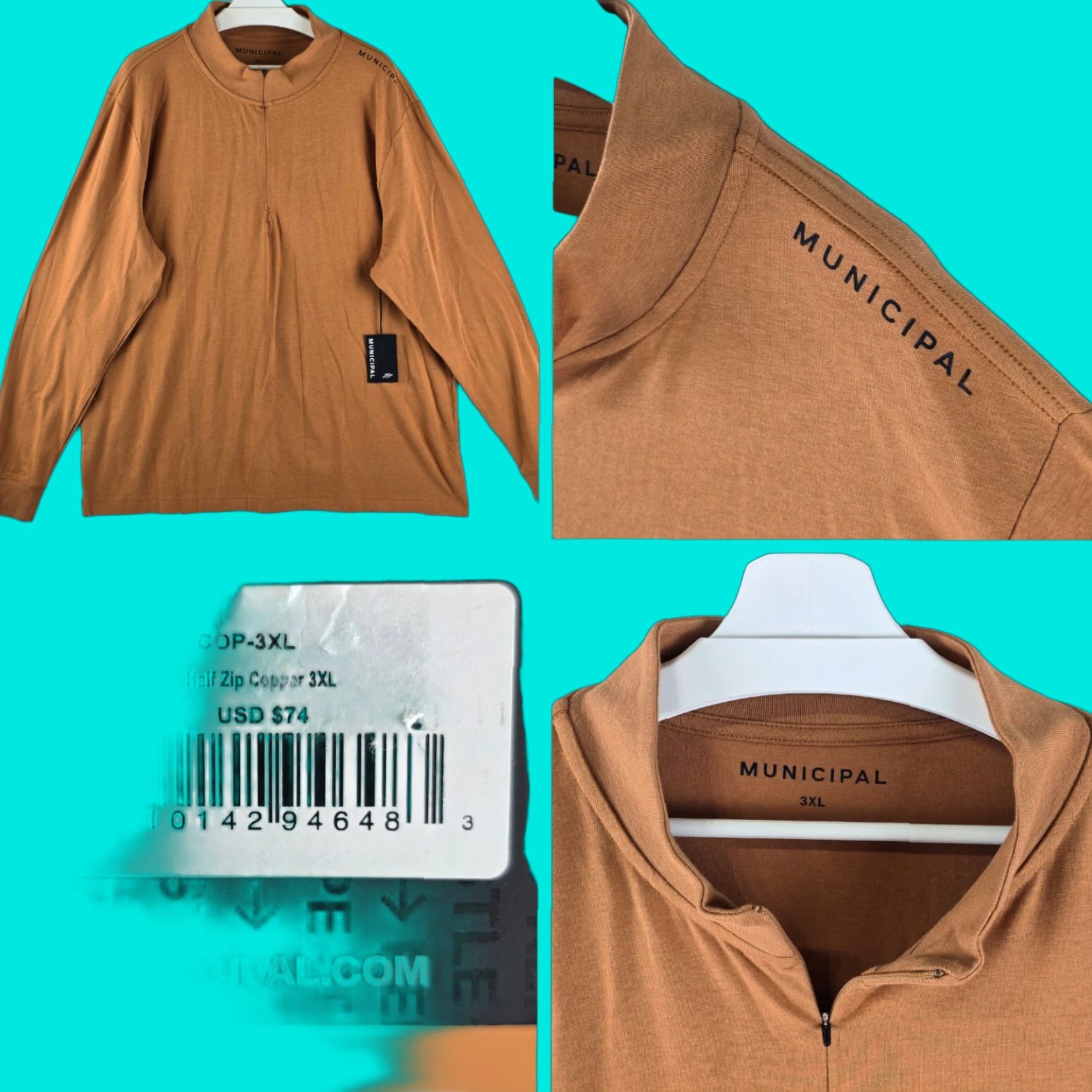 Vintage Municipal Men S Pullover Shirt 3xl Activewear Long Sleeve Fall Athleisure Brown