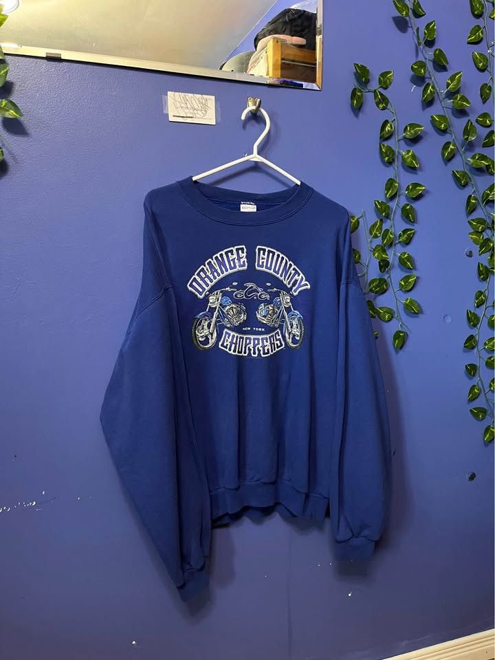 West Coast Choppers Orange County Choppers Graphic Sweatshirt Blue Large T-Shirts, Hoodie | FlexRushtees.com