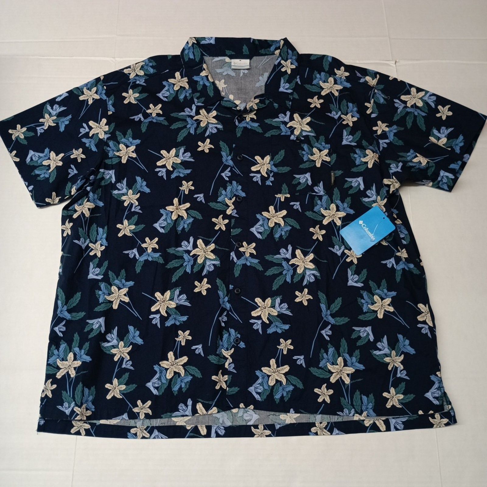 Columbia Arrow Springs Floral Print Shirt Men S 2xl Blue