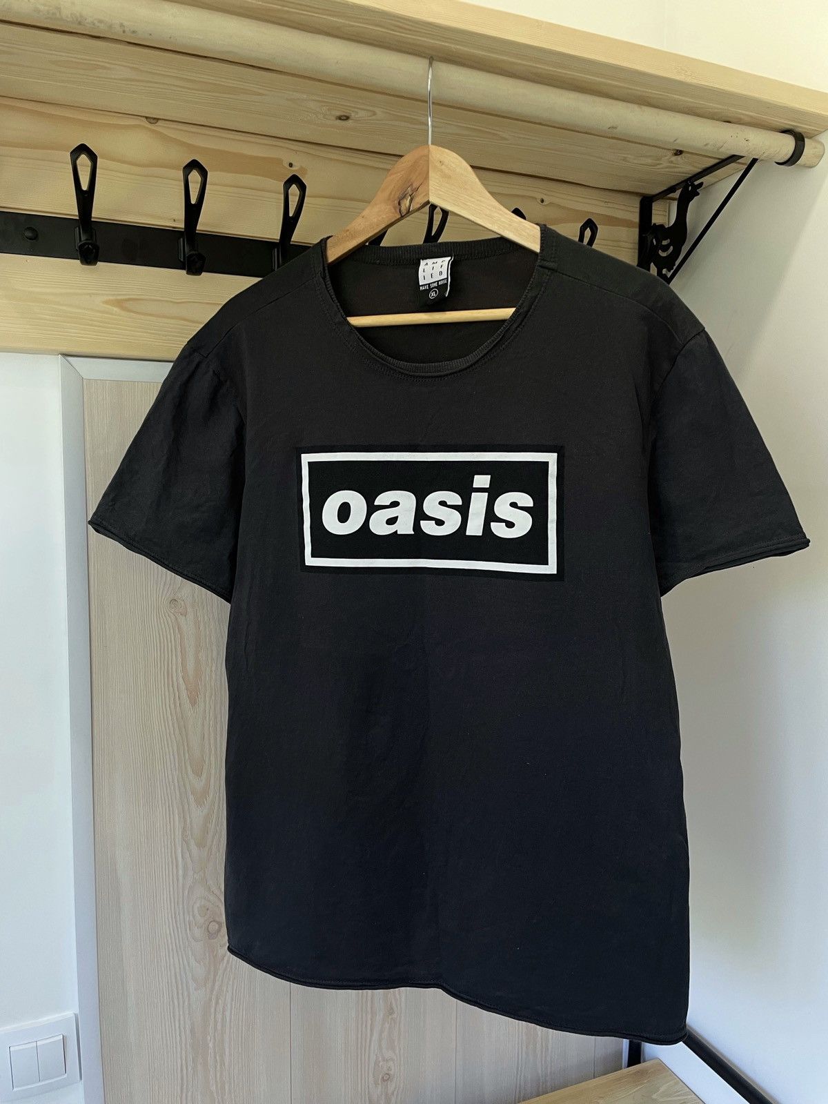Vintage Oasis Box Logo Band T Shirt Black Hoodie, Sweatshirt | FlexRushtees.com