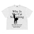Japanese Brand Screaming Cat Graphic Tee Y2k Vintage Style White Tshirt Hoodie, Sweatshirt | FlexRushtees.com