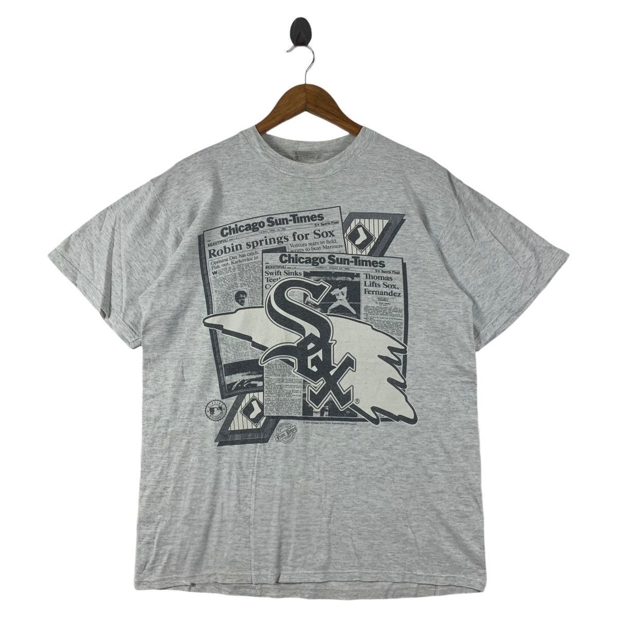 Nba Vintage 90s Chicago White Sox Newspaper Printed Nba Tee Hoodie, Sweatshirt | FlexRushtees.com