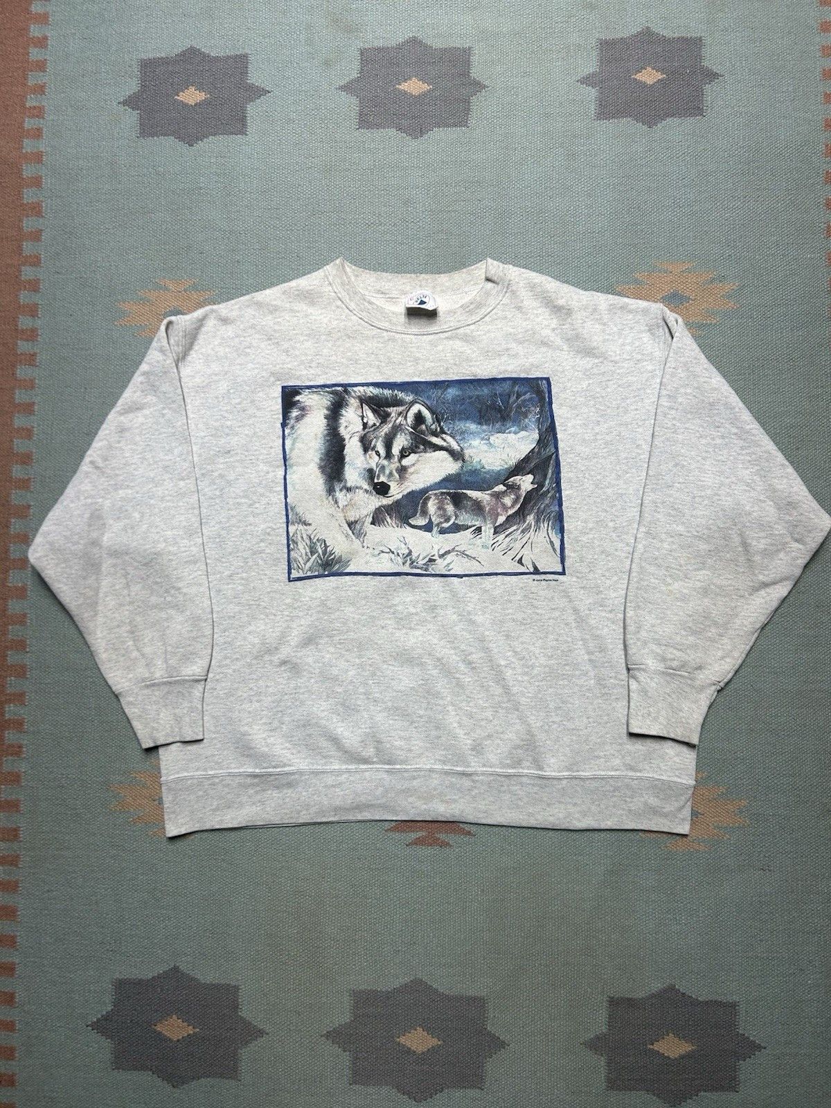 Vintage 90s Sweatshirt Wolf Snow Winter Animal Nature Xl T-Shirts, Hoodie | FlexRushtees.com