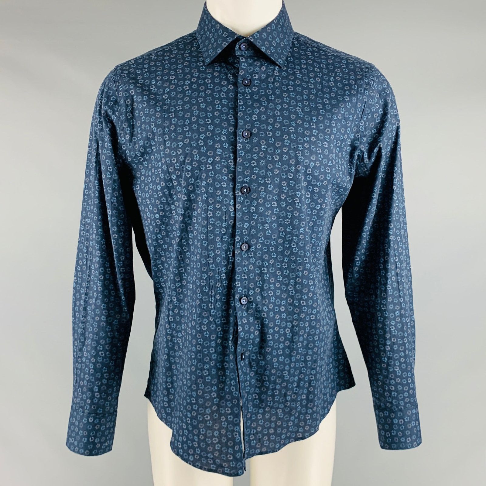 Stone Rose Navy Blue Abstrack Floral Cotton Elastane Long Sleeve Shirt Hoodie, Sweatshirt | AU16VibeMintTees.com