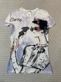 Chanel Graffiti Illustration Miss Coco Short Sleeved T Shi