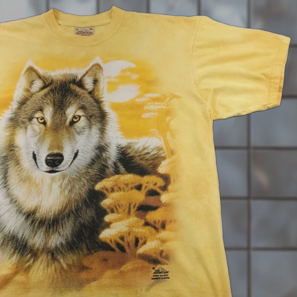 Mountain Vintage The Mountain Graphic Tee Shirt Mens Xl Wolf Face 2004 Tie Dye Shirt