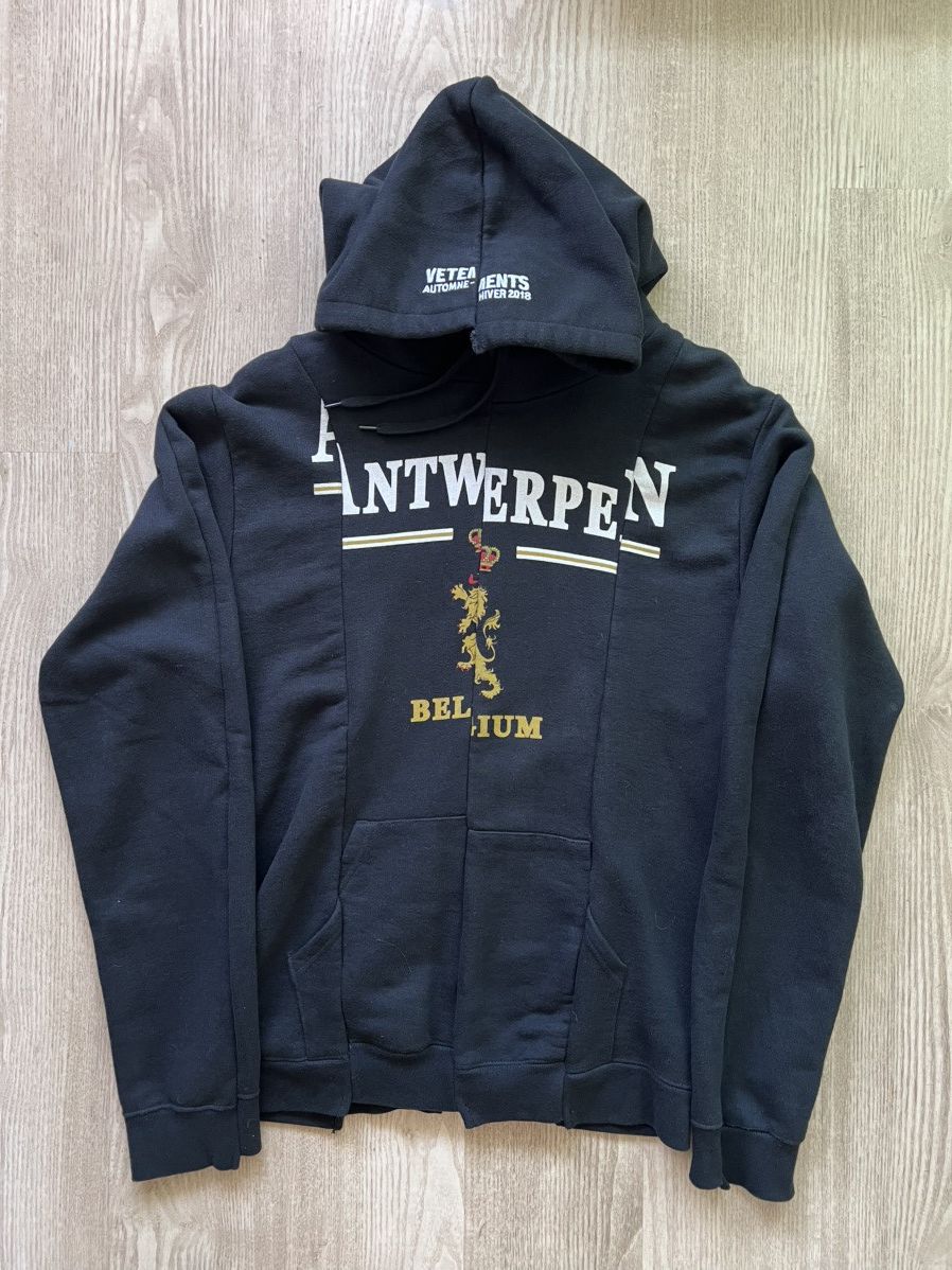 2018 Vetements Antwerpen Split Hoodie Black T-Shirts, Sweatshirt | FlexRushtees.com