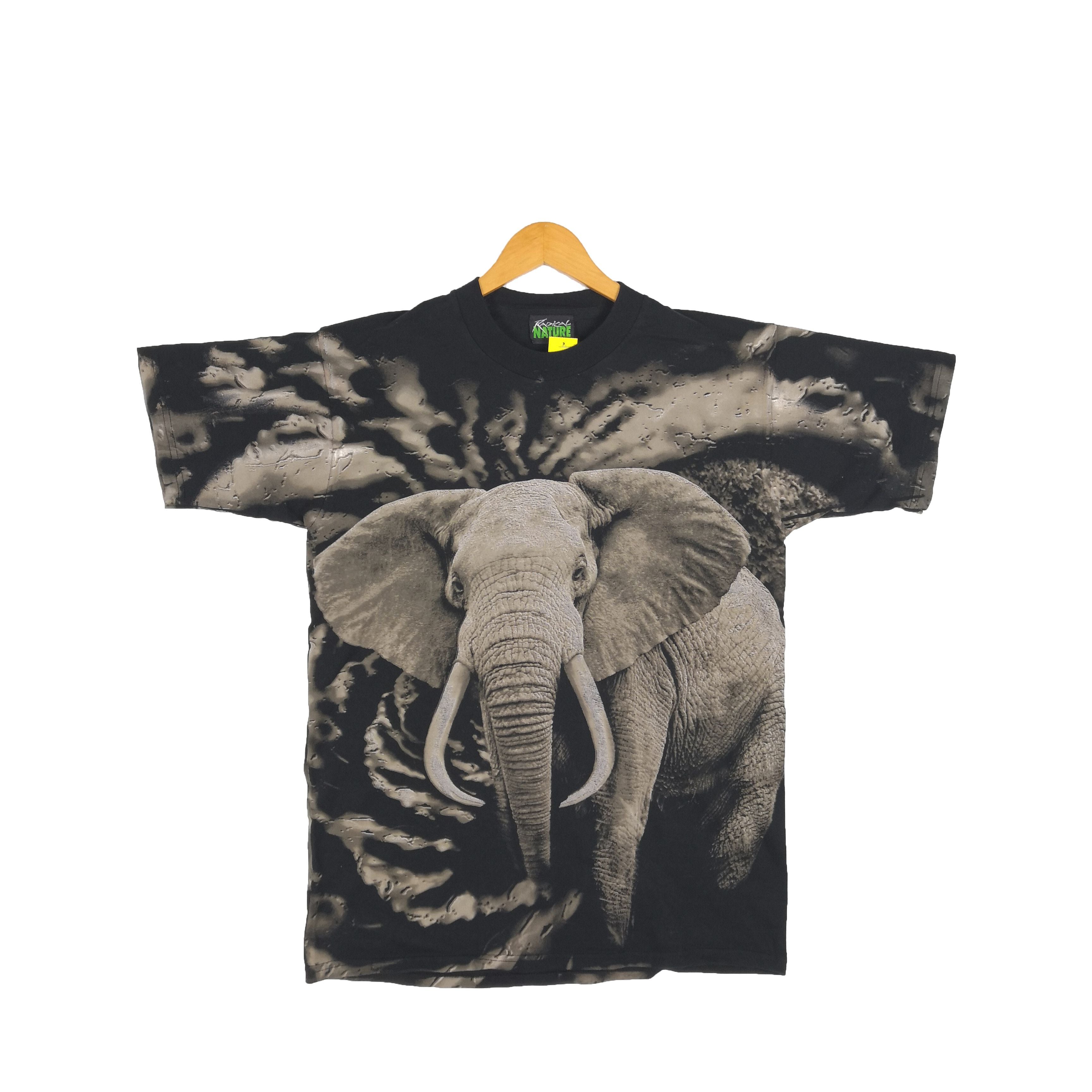 Vintage Animal T Shirt Habitat Elephant Over Print Tee Hoodie, Sweatshirt | FlexRushtees.com