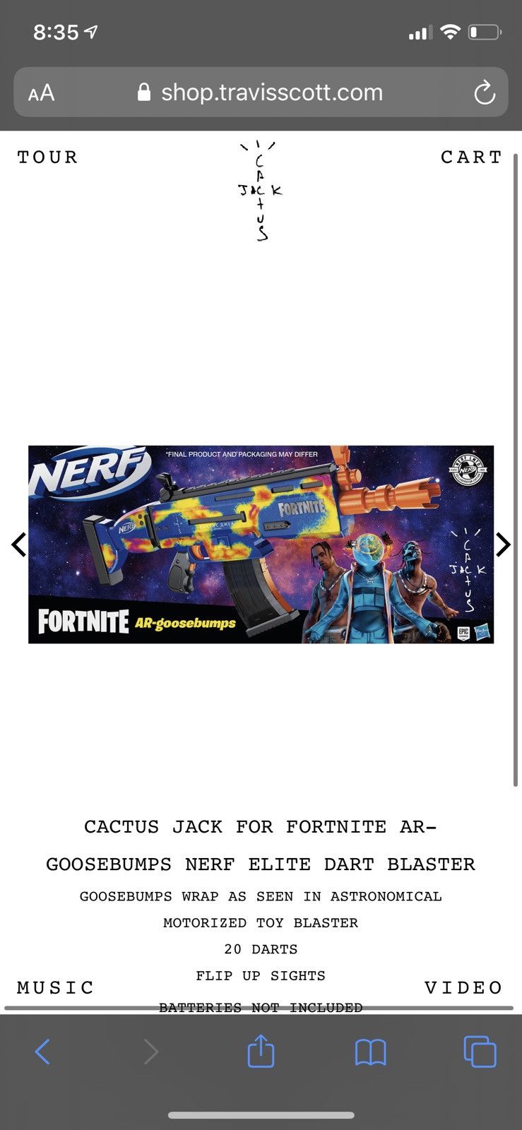 Scott Travis Scott Fortnite Nerf Ar Goosebumps Blaster Cactus Jack