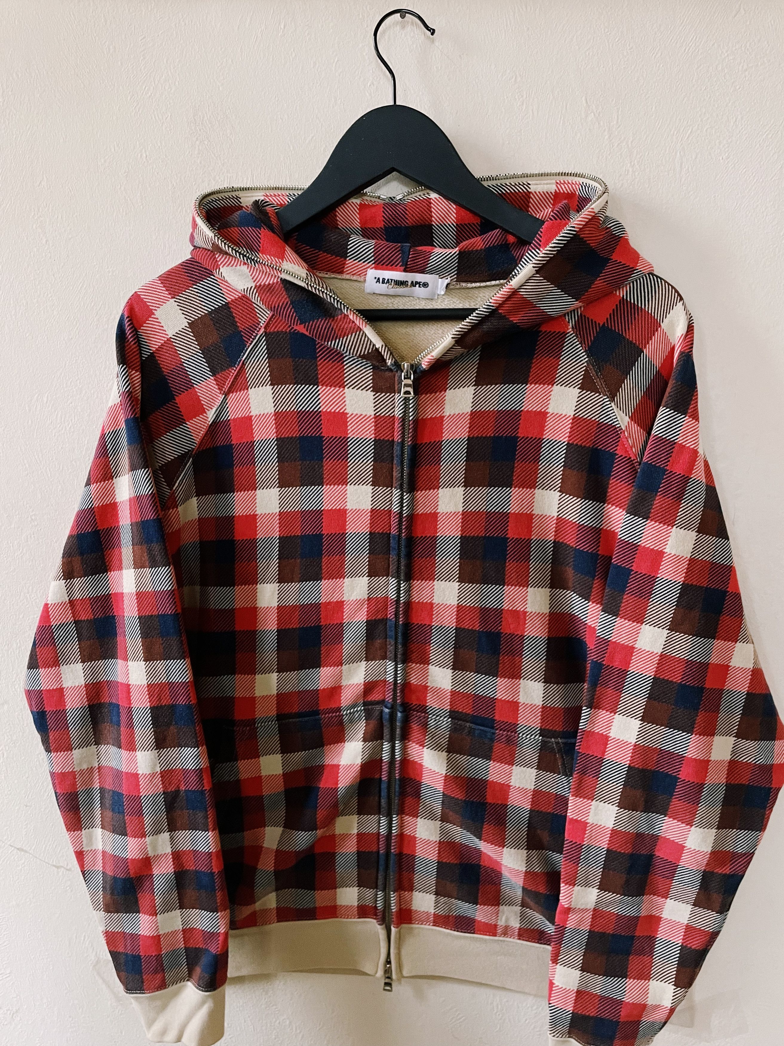 Vintage Y2k Bape A Bathing Ape Checkered Full Zip Hoodie T-Shirts, Sweatshirt | FlexRushtees.com