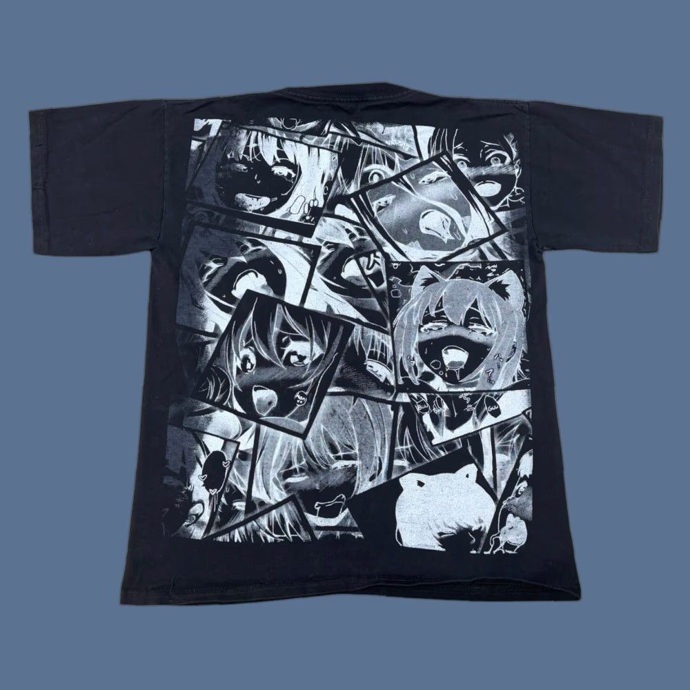 Vintage Thessh Japanese Anime Girl Ahegao T Shirt Mens Medium Black Aop 3d Manga Graphic Print Crew Hoodie, Sweatshirt