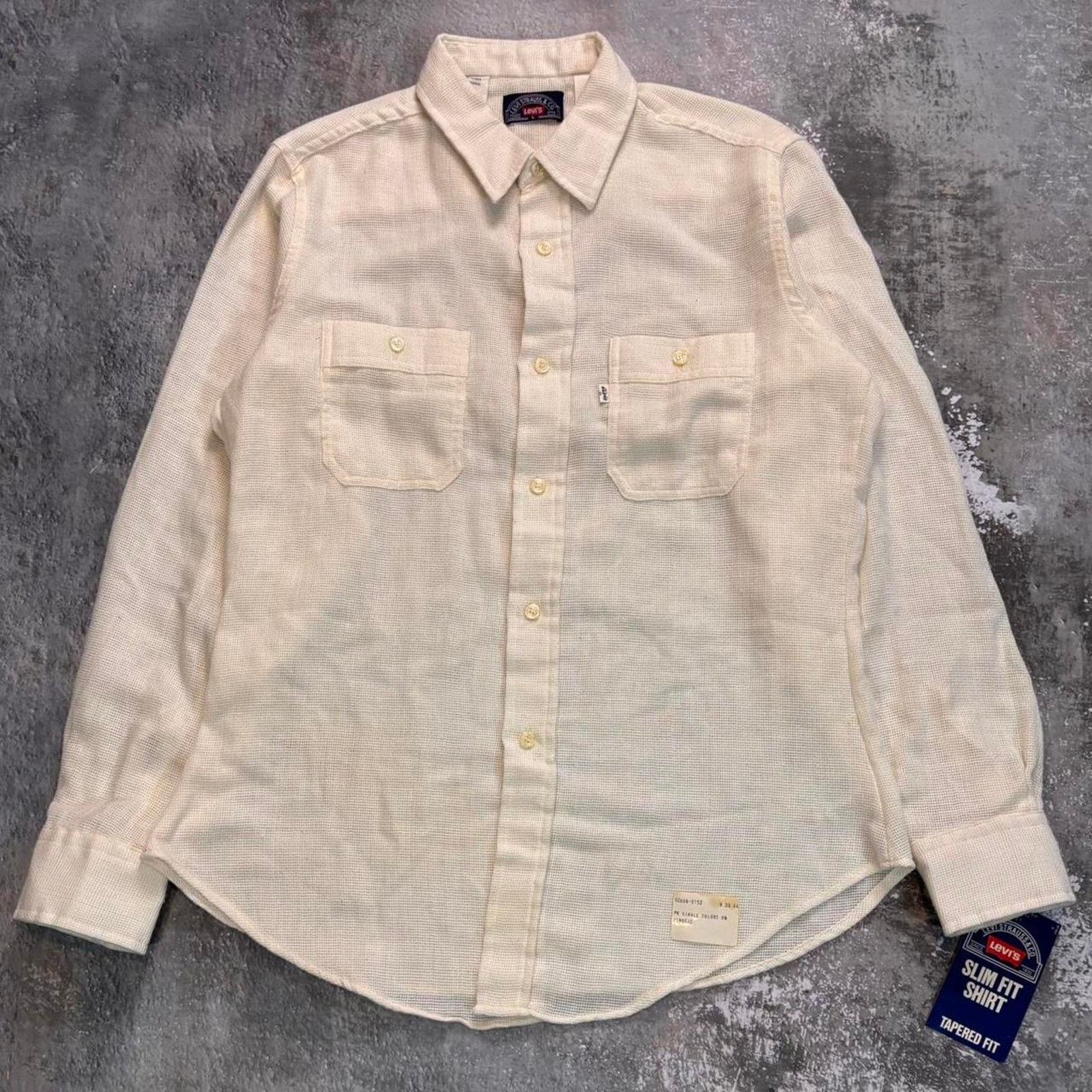 Levi S Vintage 90s Nwt Levis Waffle Knit Shirt White Sample Hoodie, Sweatshirt | FlexRushtees.com