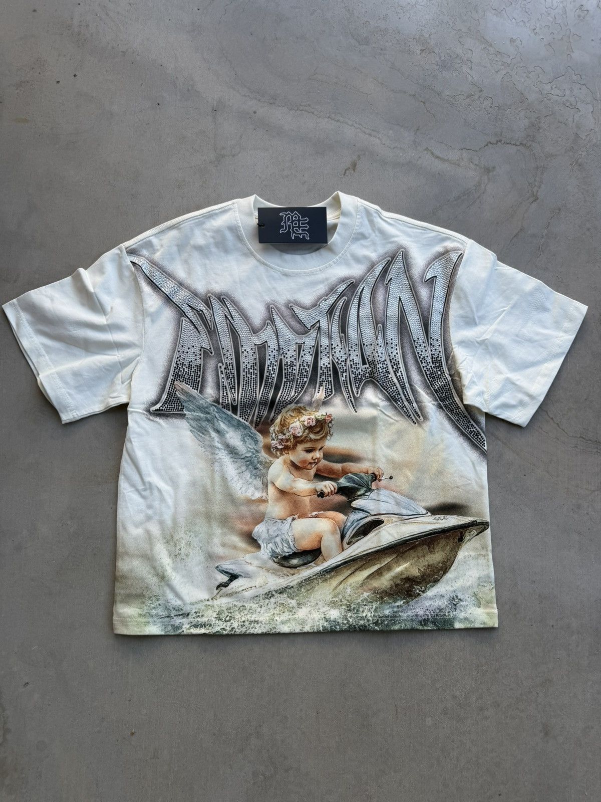 Other Mixed Emotions Rhinestone Jetski Tee Cream Small Nwt Hoodie, Sweatshirt | FlexRushtees.com