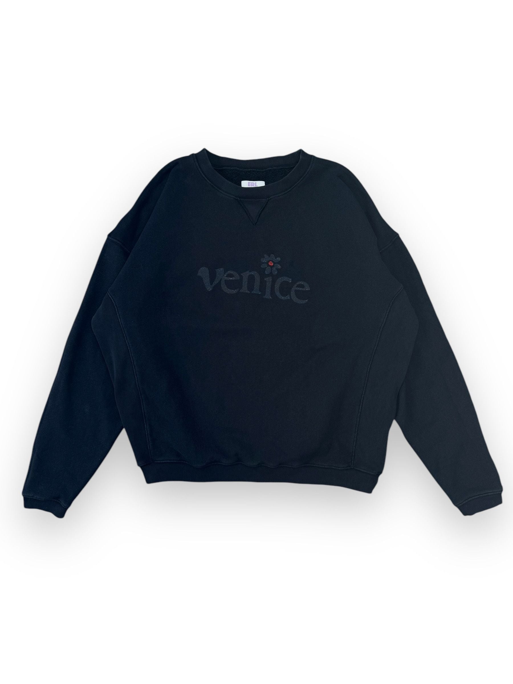 Erl Venice Be Nice Boxy Distressed Crewneck Sweatshirt T-Shirts, Hoodie | FlexRushtees.com