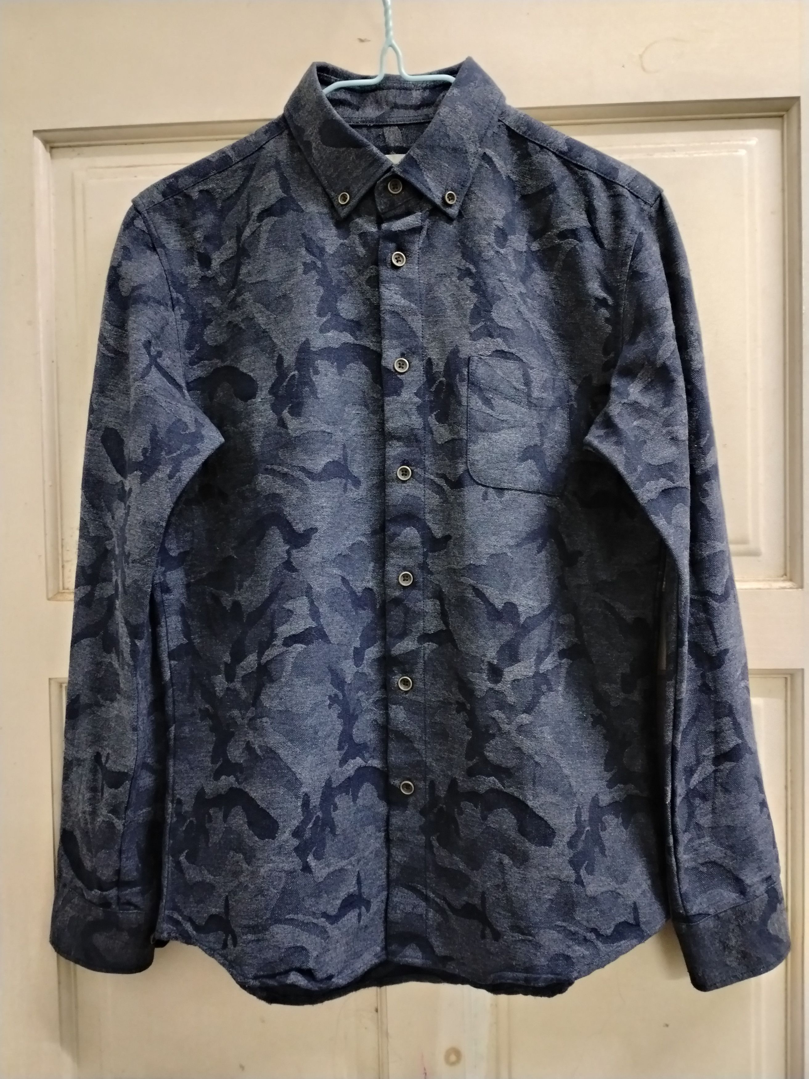 Japanese Style Indigo Camo Work Shirt Hoodie, Sweatshirt | FlexRushtees.com