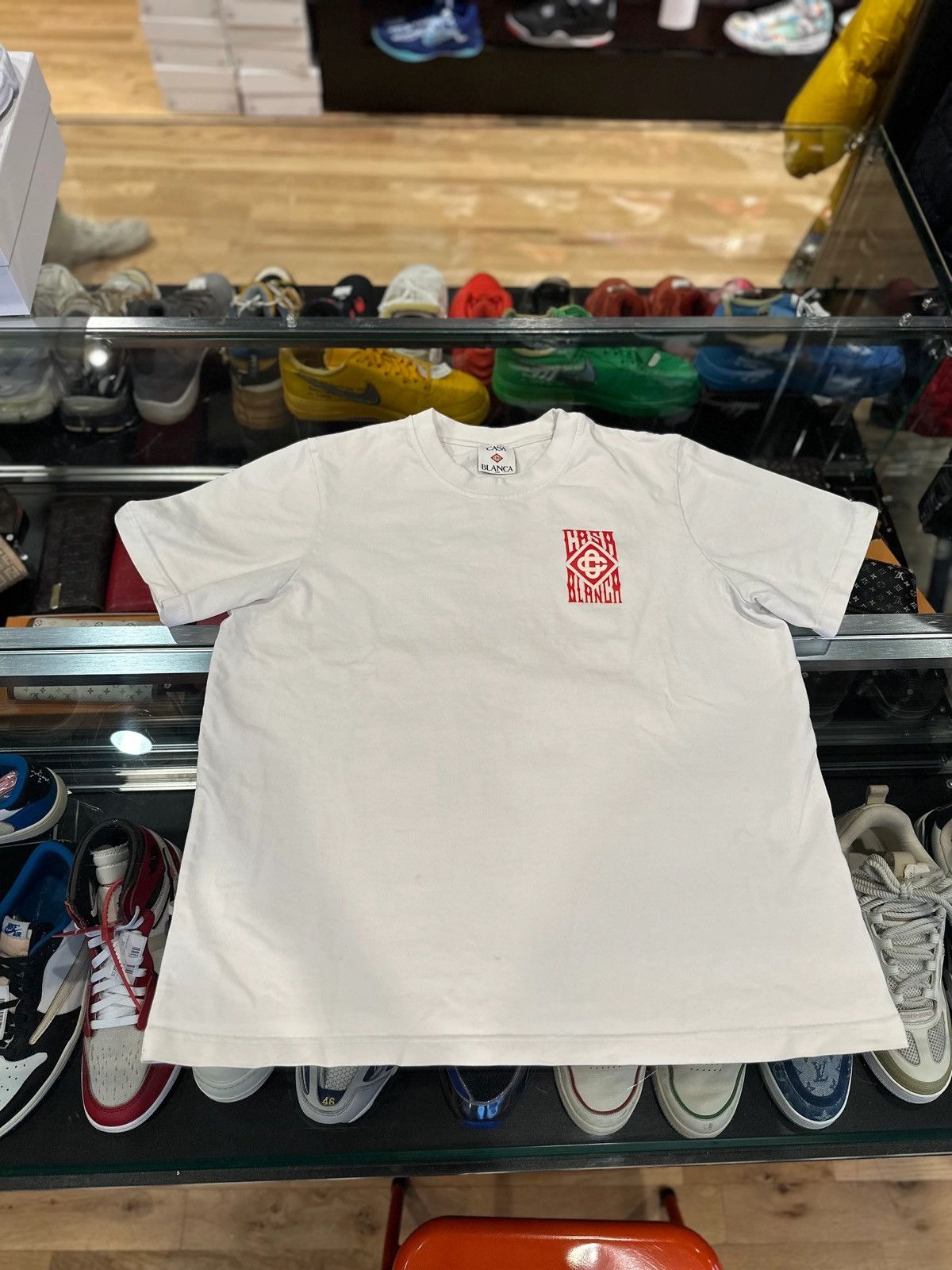 Casablanca Logo Tee White Size Large Hoodie, Sweatshirt | FlexRushtees.com