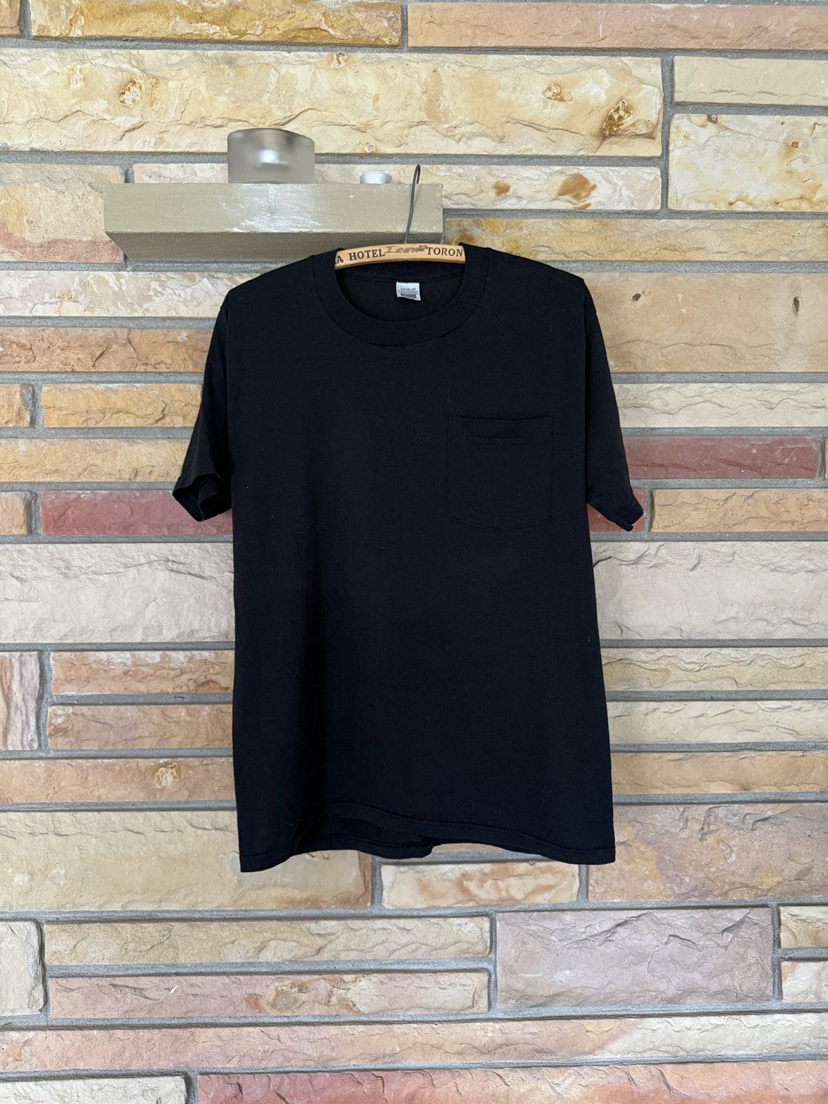 Vintage 90s Fruit Of The Loom Blank Selvedge Pocket Tee