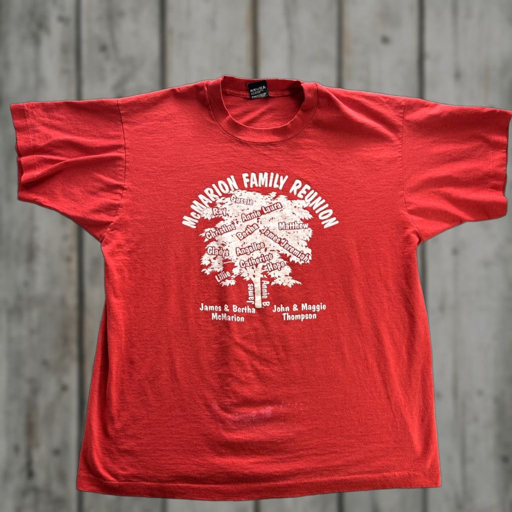 Vintage Screen Stars Best Shirt Mens Xl Red 90s Family Reunion Crew Neck Short Sleeve Graphi