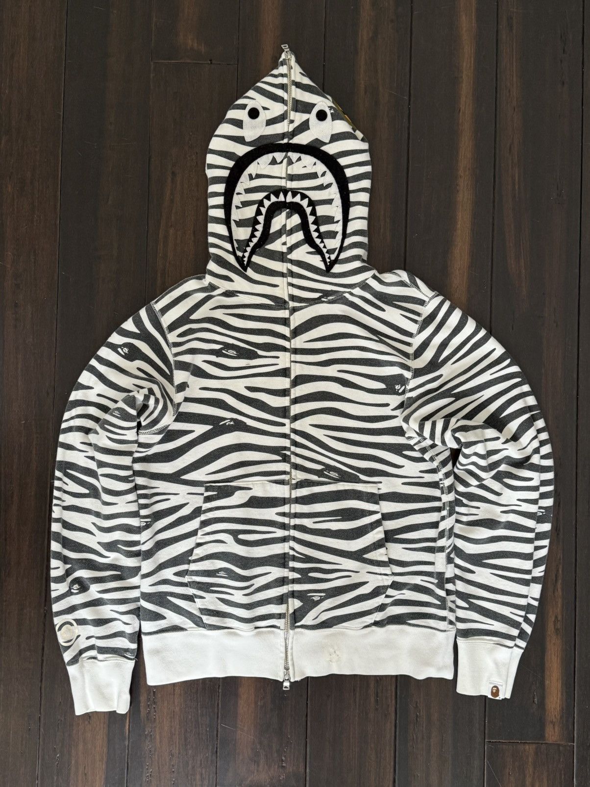Bape Zebra Camo Shark Full Zip Hoodie T-Shirts, Sweatshirt | FlexRushtees.com