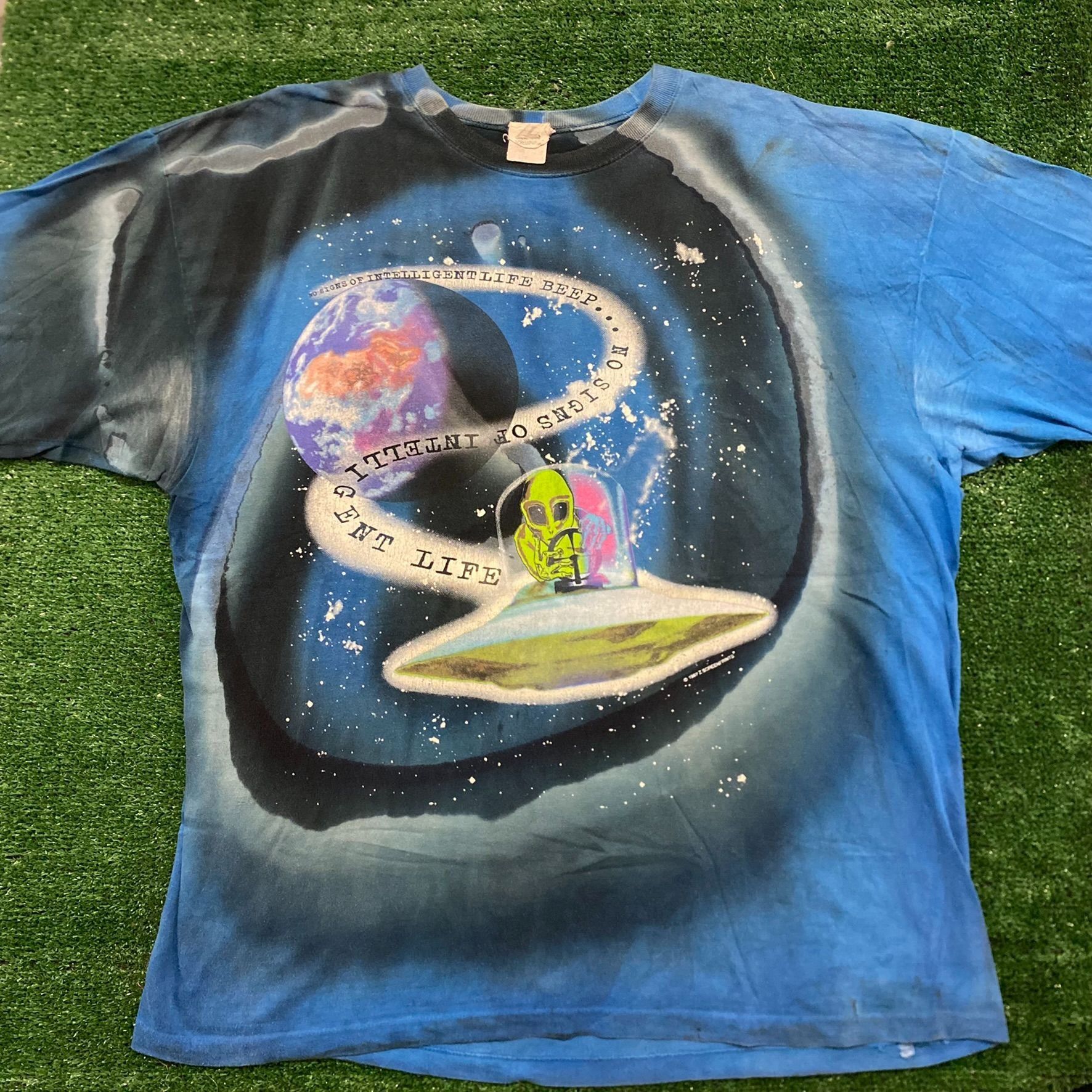 Crazy Vintage 90s Aliens Ufo Tiedye Space Humor T Shirt