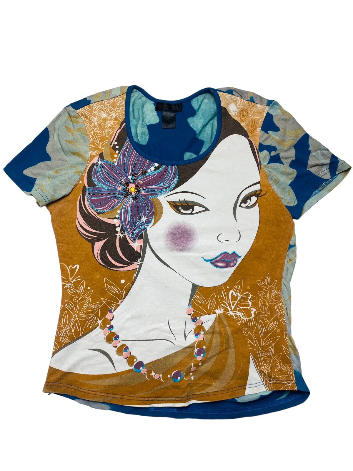 Barcelona 2000s Custo Barcelona Printed Girl Face Baby Tee