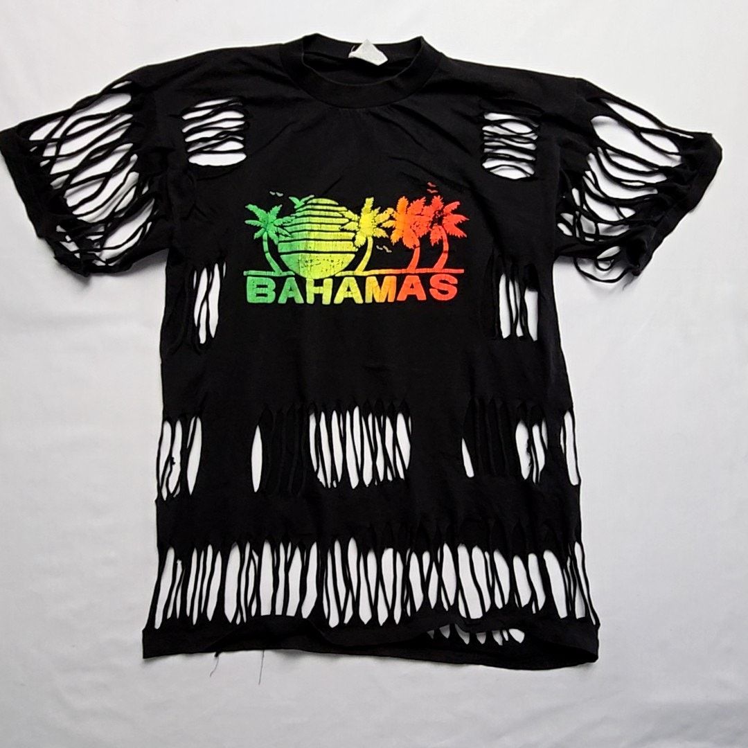 Vintage Bahamas Rasta Cutout Tee Black Xxl Tropical T Shirt