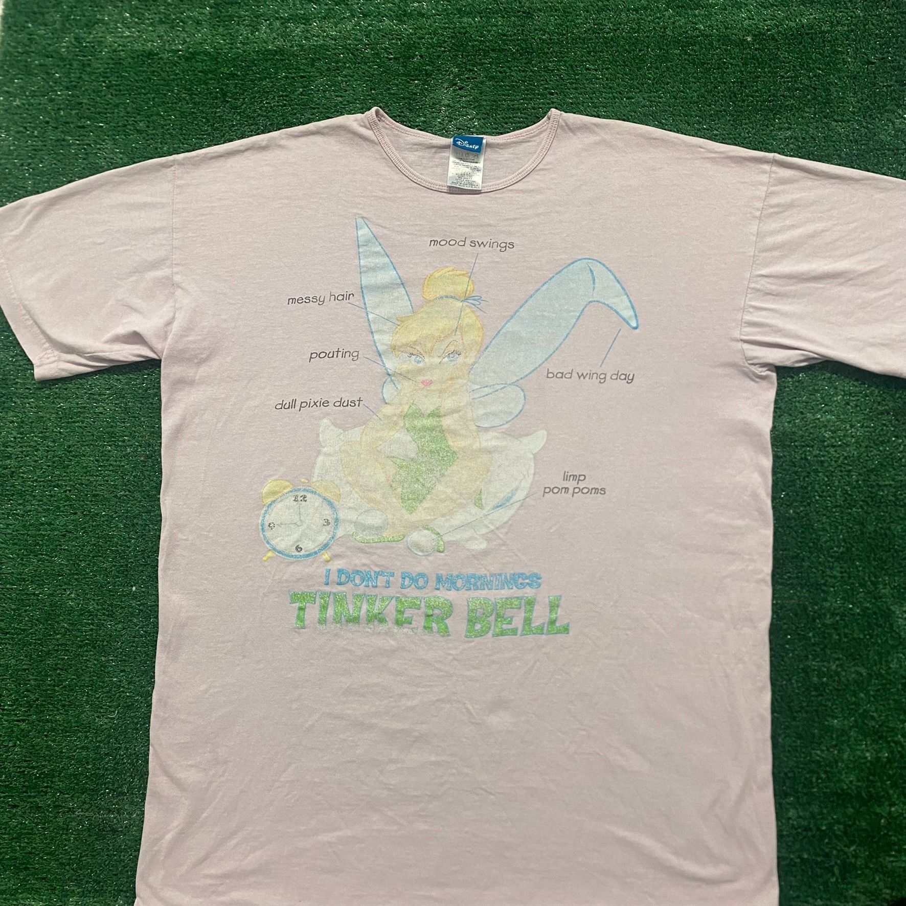 Vintage 90s Tinkerbell Mornings Essential Cartoon Humor Tee Hoodie, Sweatshirt | FlexRushtees.com