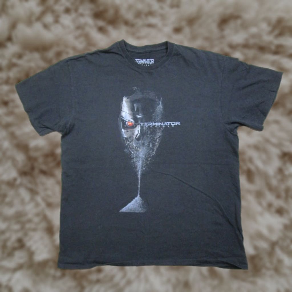 Vintage Terminator Genisys T Shirt Xl Men Black Cotton Graphic Print Crew Neck 90s Movie Machine Log