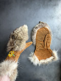 Vintage Fur Mittens Beaded Gauntlets Indigenous American Usa