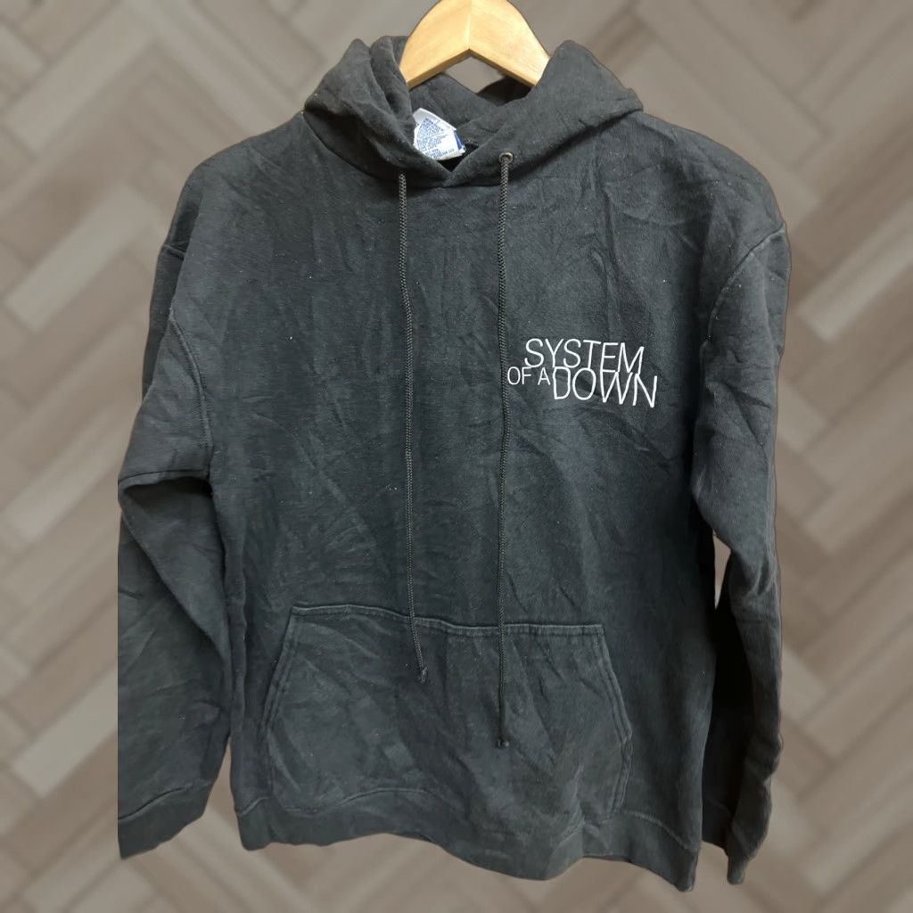 Vintage System Of A Down Hoodie Men M Black Pullover 26 Short Pit To Pit 20 Aa Tag T30 T-Shirts, Sweatshirt