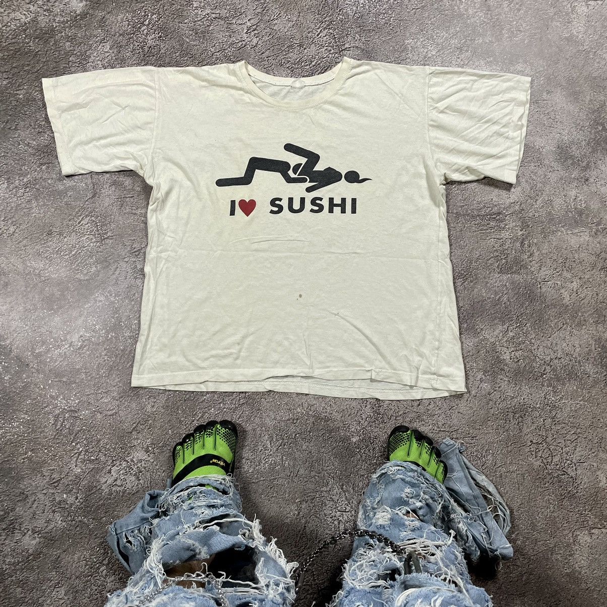 Vintage Adult I Love Sushi Porno Style Absurd Slogan Tee Hoodie, Sweatshirt | FlexRushtees.com