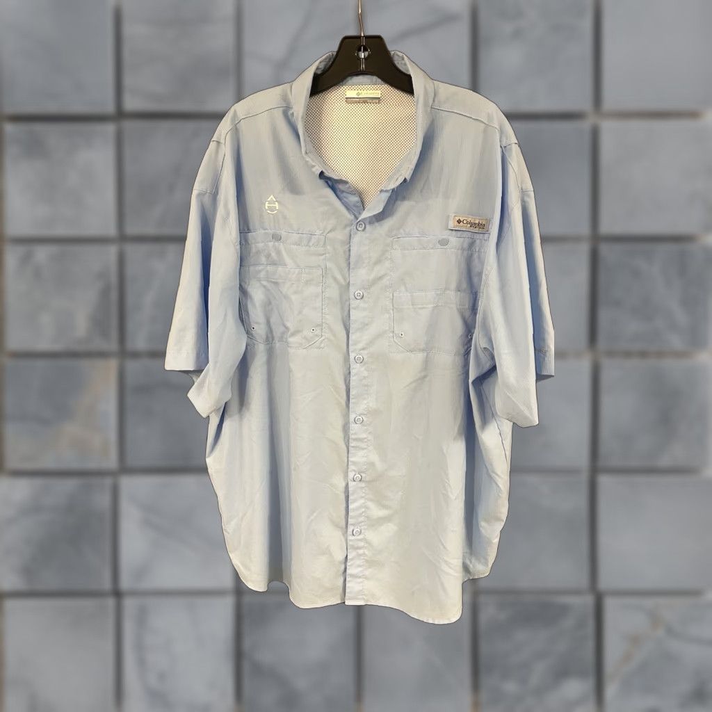 Vintage Columbia Pfg Shirt Mens Xxl Light Blue Tamiami Omni Shade Vented Hiking Upf 40 Shirt Hoodie, Sweatshirt