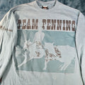 Vintage Signal Team Penning Horses Cowboy Horsin Around Shirt Long Sleeve Large Blue Men Cre