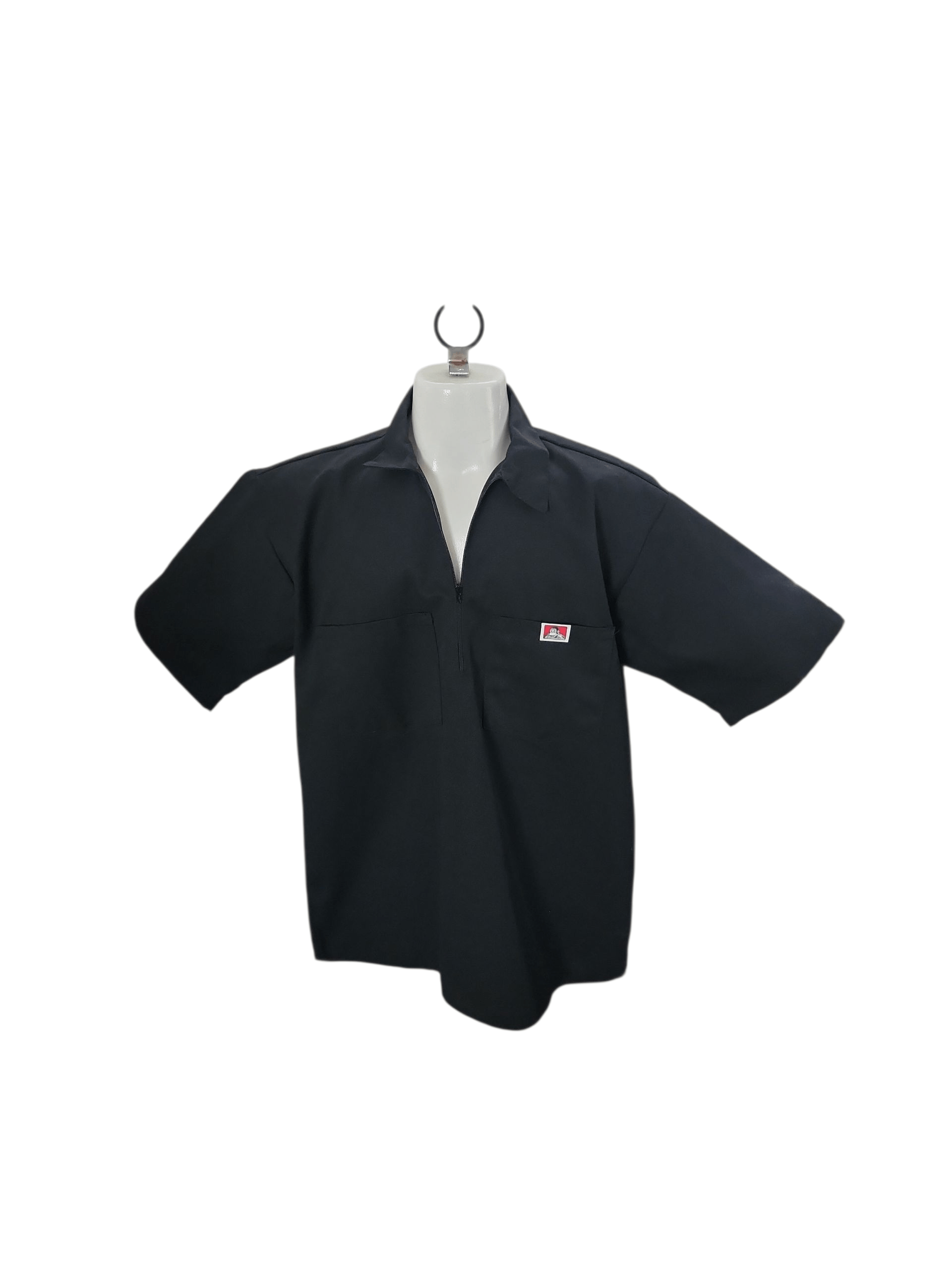 Vintage Ben Davis Y2k Zipper Shirt Mens Black Quarter Zip Sz Large