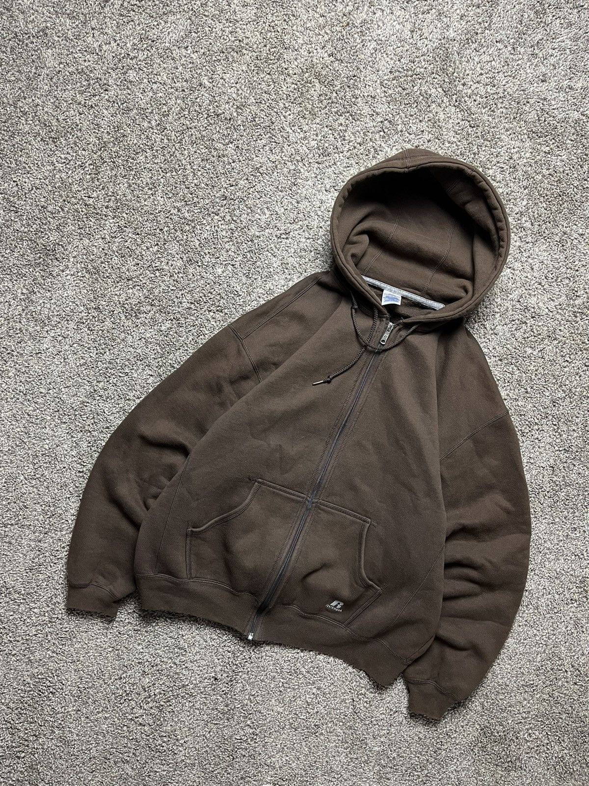 Athletic Vintage Russell Athletic Mocha Brown Zip Up Hoodie Large
