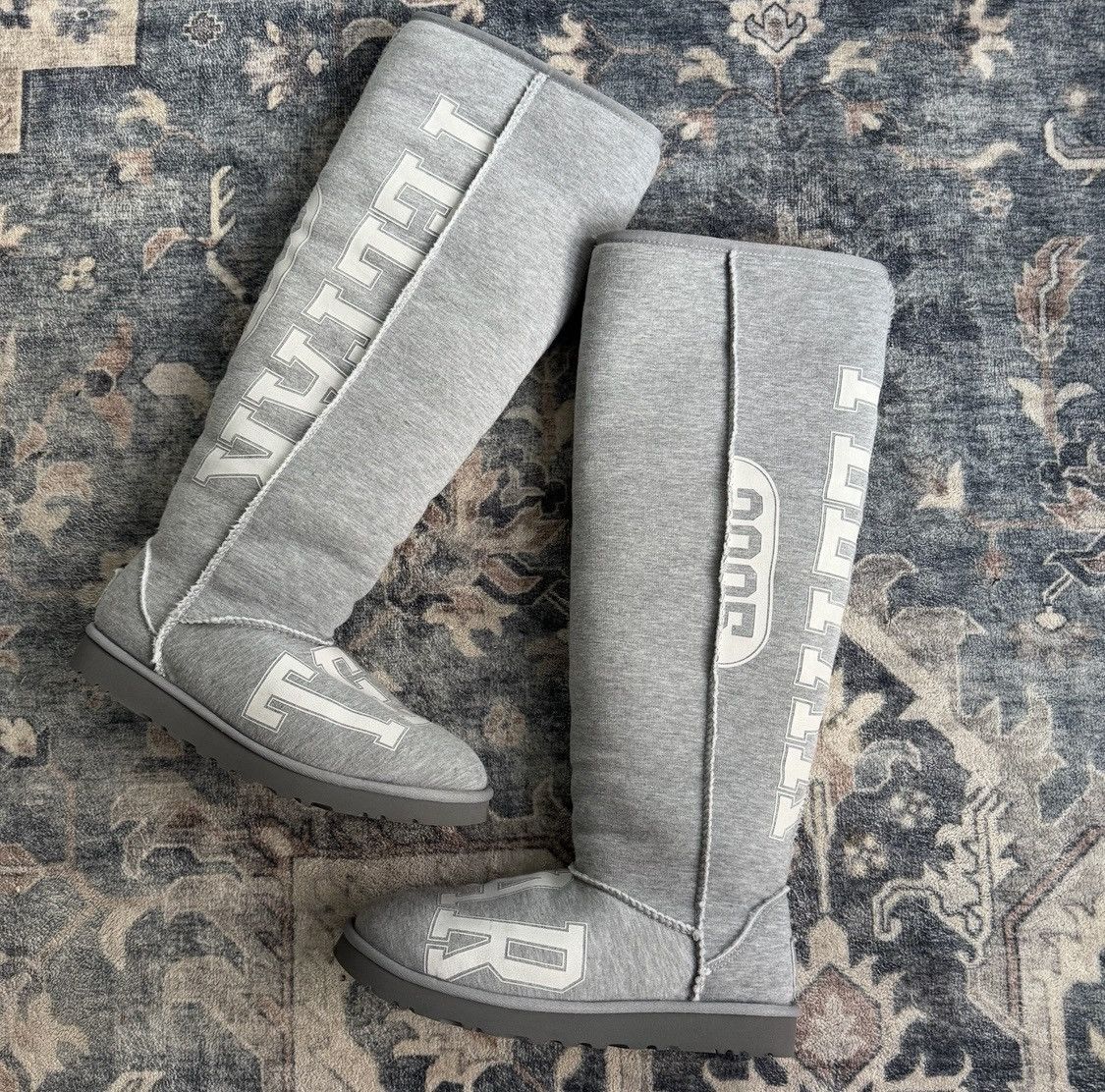 Ugg X Telfar Men Logo Print Fleece Tall Heather Grey Boot