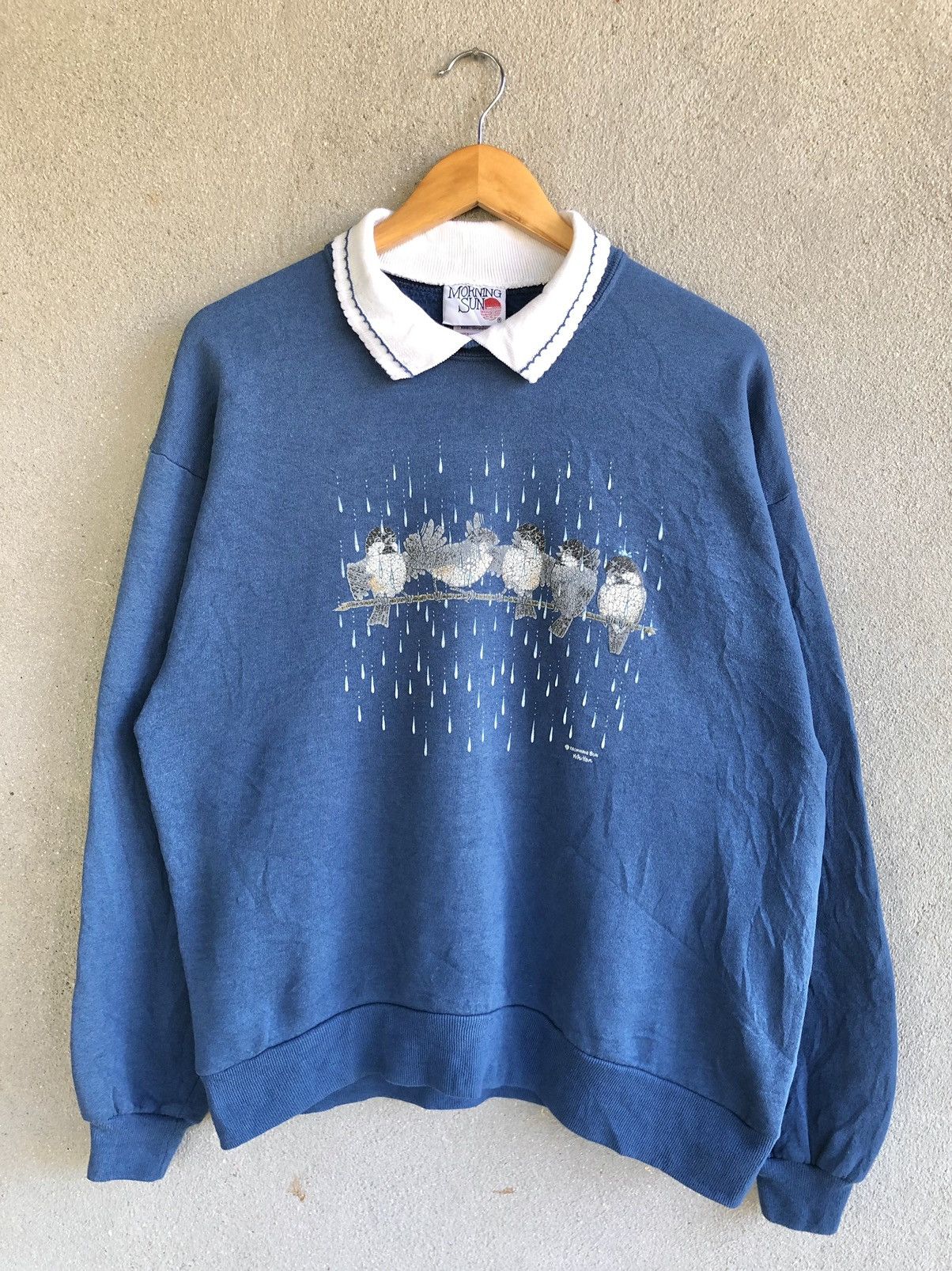 Vintage 90s Morning Sun Jerzees Birds Bathe In Rainwater