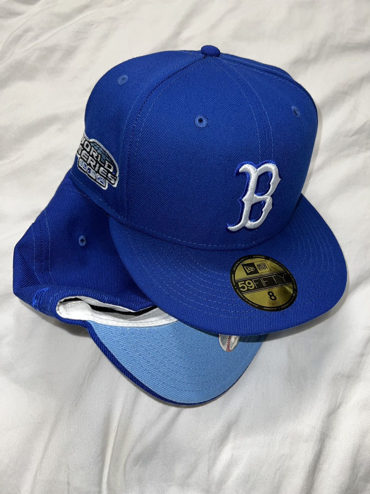New Era Exclusive Boston Red Sox Fitted 2004 Red Sox Icy Blue Brim 8