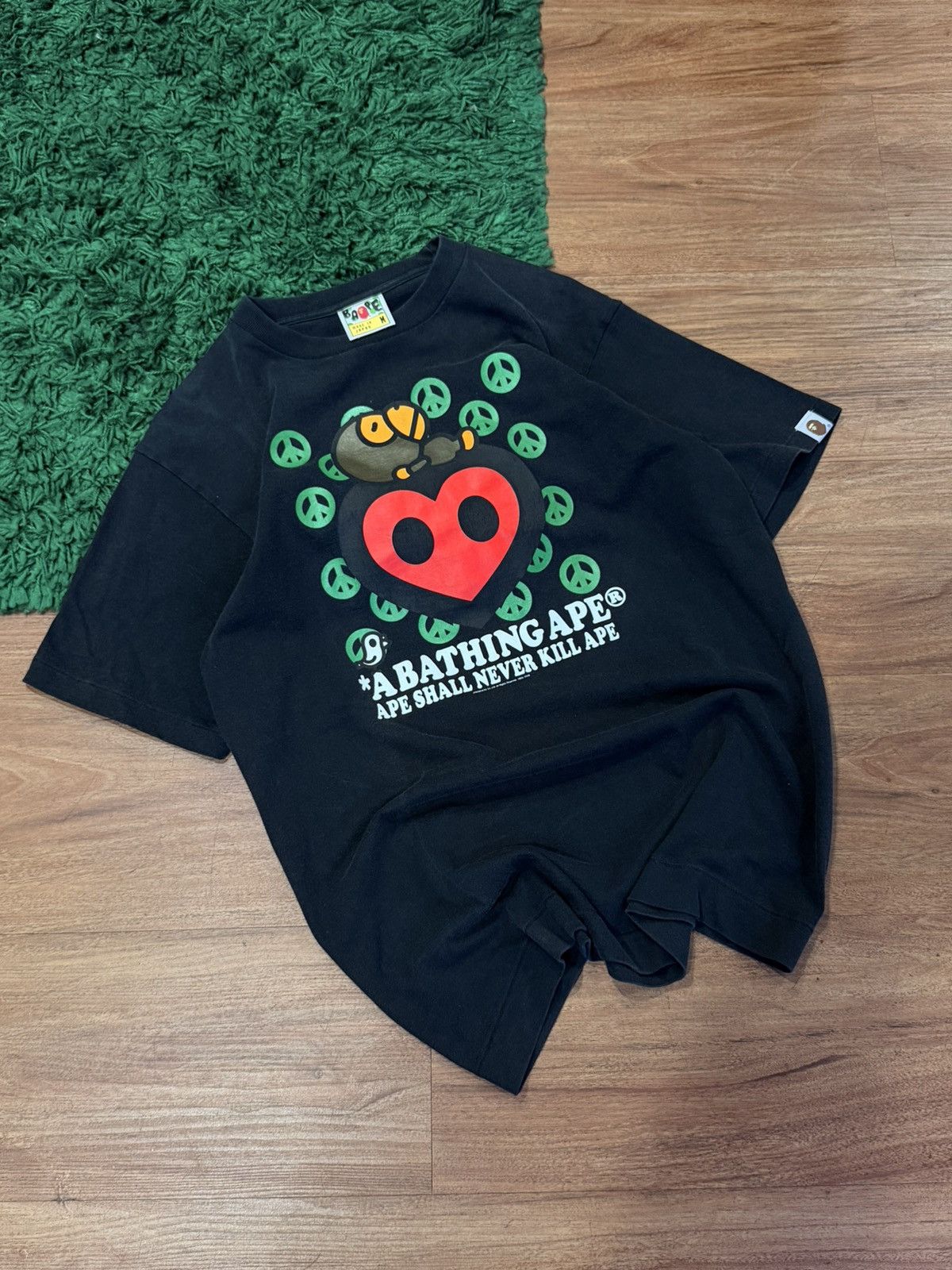 Bape Baby Milo Peace Heart Tee Medium Vintage Hoodie, Sweatshirt | FlexRushtees.com