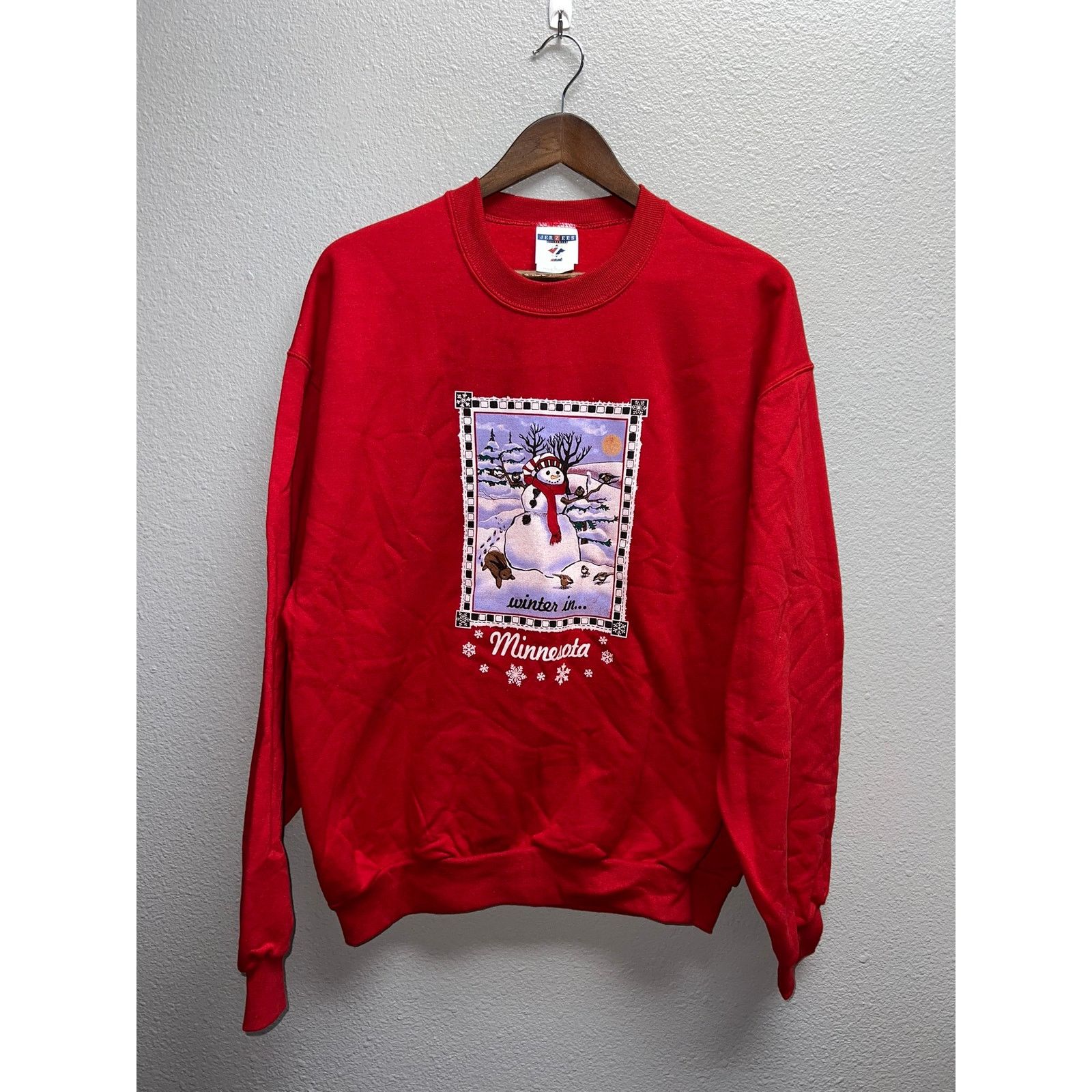 Jerzees Vintage Minnesota Sweatshirt Winter Crewneck Snowman 90s L T-Shirts, Hoodie | FlexRushtees.com