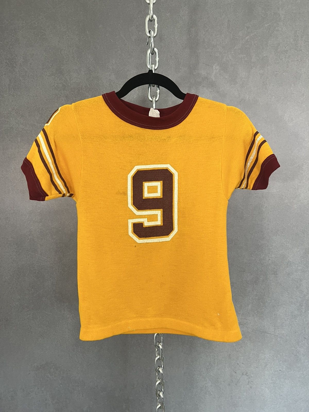 60s 70s Vintage Sports Jersey Yellow Red Size Small