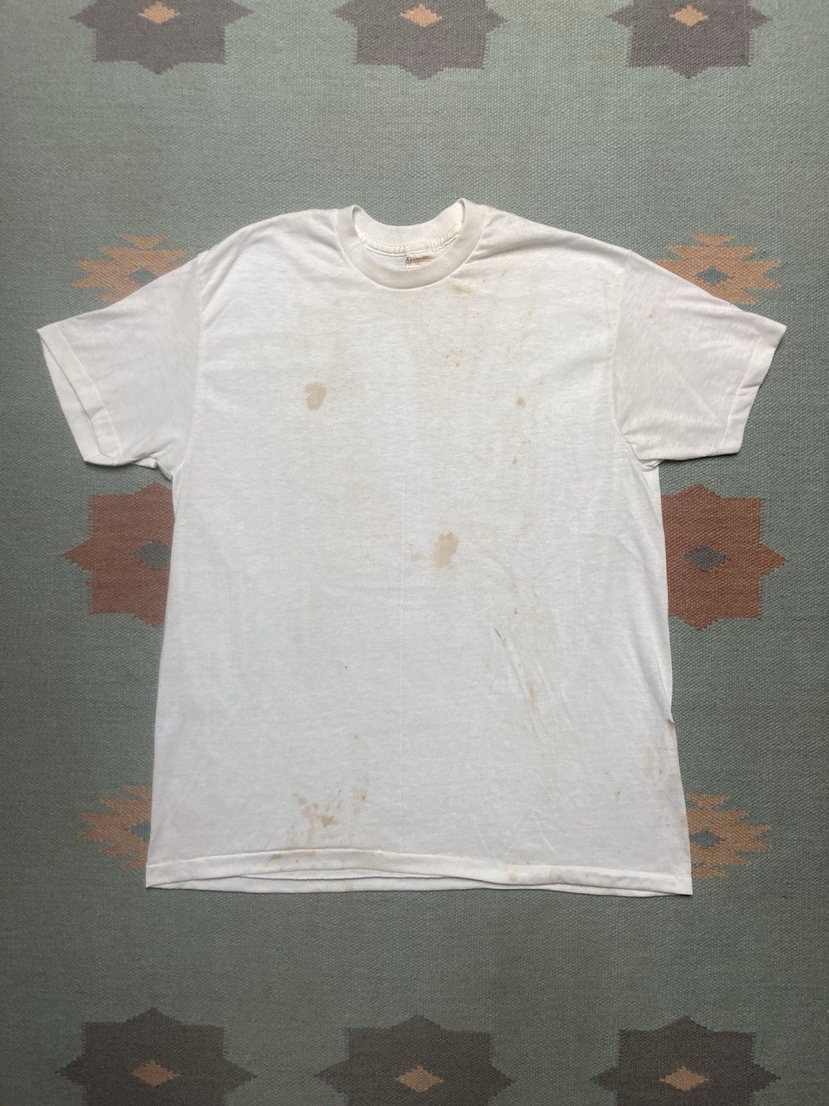 Vintage 70s Blank White T Shirt Sears Grunge Soft Worn Thin Xl
